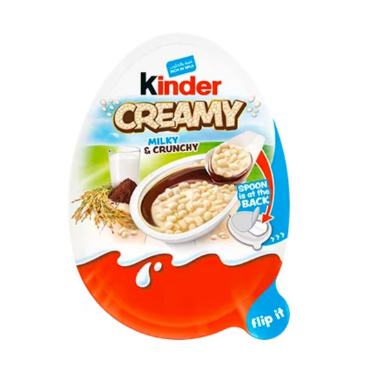 Kinder Creamy Milky & Crunchy, cioccolato kinder con crema al latte e riso soffiato da 19g