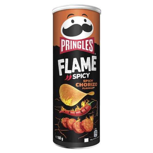 Pringles Flame Spicy Chorizo Flavour, patatine piccanti al gusto di salame piccante da 160g